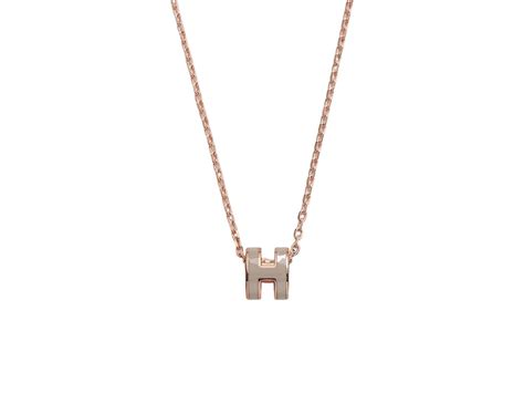 hermes pop h marron glace|HERMES Lacquered Rose Gold Mini Pop H Pendant Necklace .